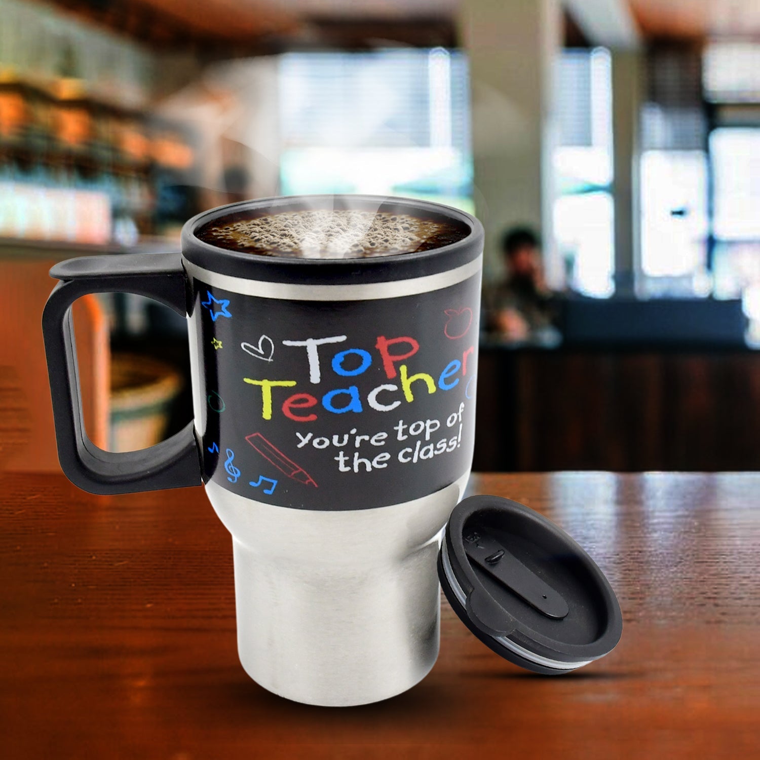 Stainless Steel Insulated Travel Mug - Double-Walled Vacuum Cup with Lid & Handle, Tumbler