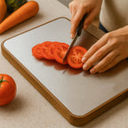 Apex Steel Oak Medium Cutting Board with Wooden Handle (1 Pc)