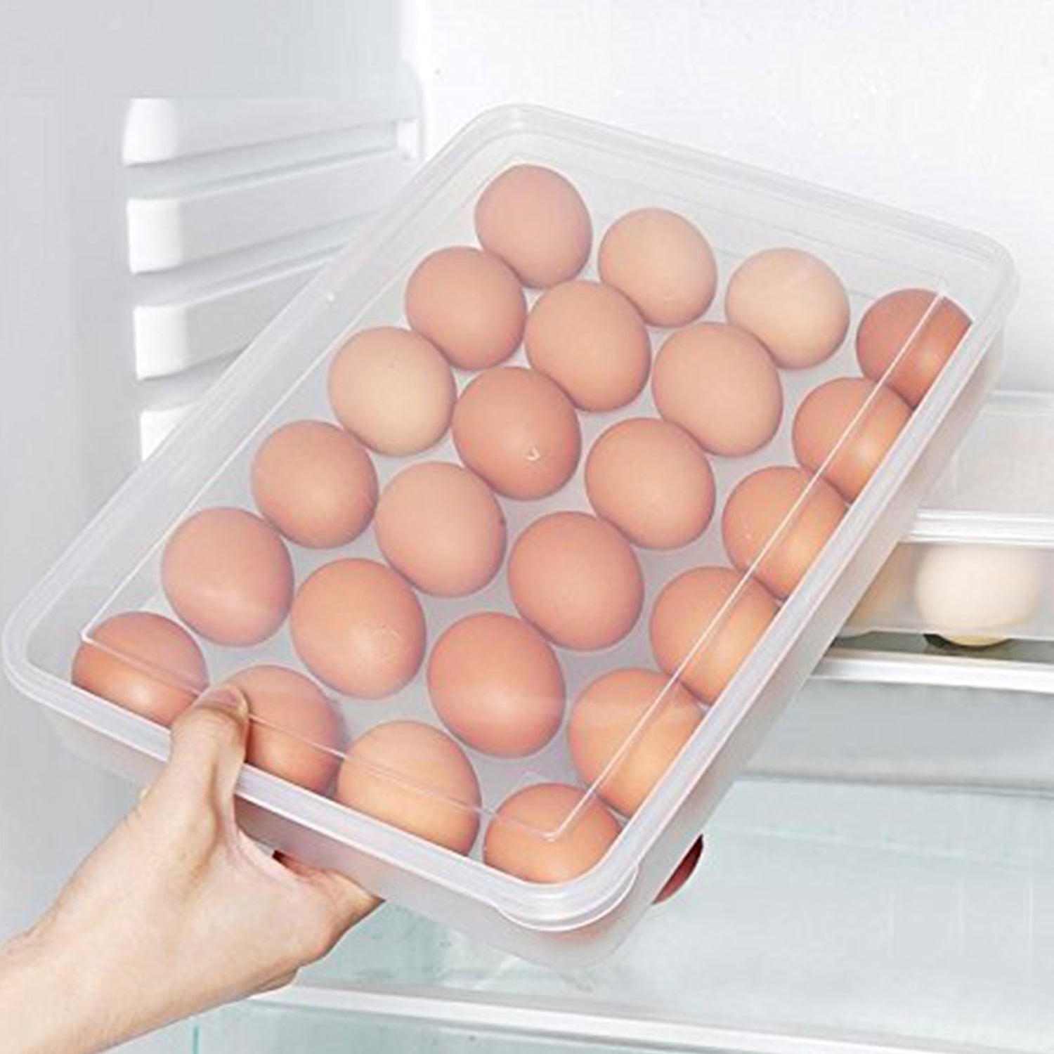 Plastic Egg 24 Grid Storage Container Holder for Refrigerator Egg Tray Holds 24 Eggs (1 Pc)