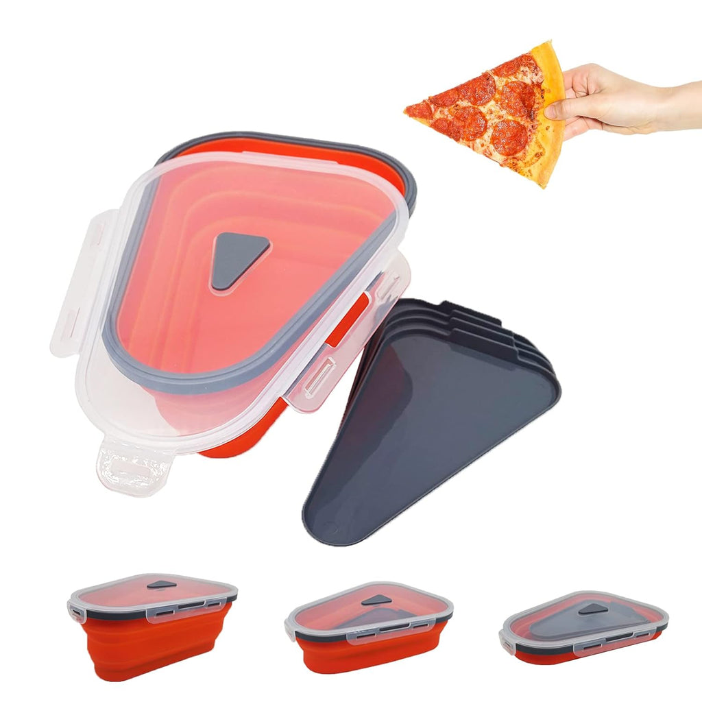 Reusable Expandable Pizza Storage Container with 5 Microwavable Trays – Adjustable for Home & Outdoor Use