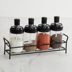 Transparent Glass Oil Dispenser 500 ML Bottle Set of 2, Spice Jar 250 ML Set of 3, Oil Bottle for Kitchen, Oil & Vinegar Storage Glass Bottle, Glass Container for Spice, Masala (5 Pcs Set)