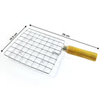 Kitchen Square Stainless Steel Roaster Jali, Barbecue Grill with Wooden Handle