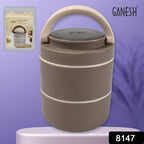 Ganesh Smart Stack 2-Layer Stainless Steel Leak-Proof Lunch Box for Office, School, Picnic