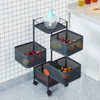 Metal High Quality Kitchen Trolley Kitchen Organizer Items and Kitchen Accessories Items for Kitchen Rack Square Design for Fruits & Vegetable Onion Storage Kitchen Trolley with Wheels (4 Layer)