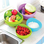 Large rice strainer bowl for kitchen use, ideal for washing and storing grains.