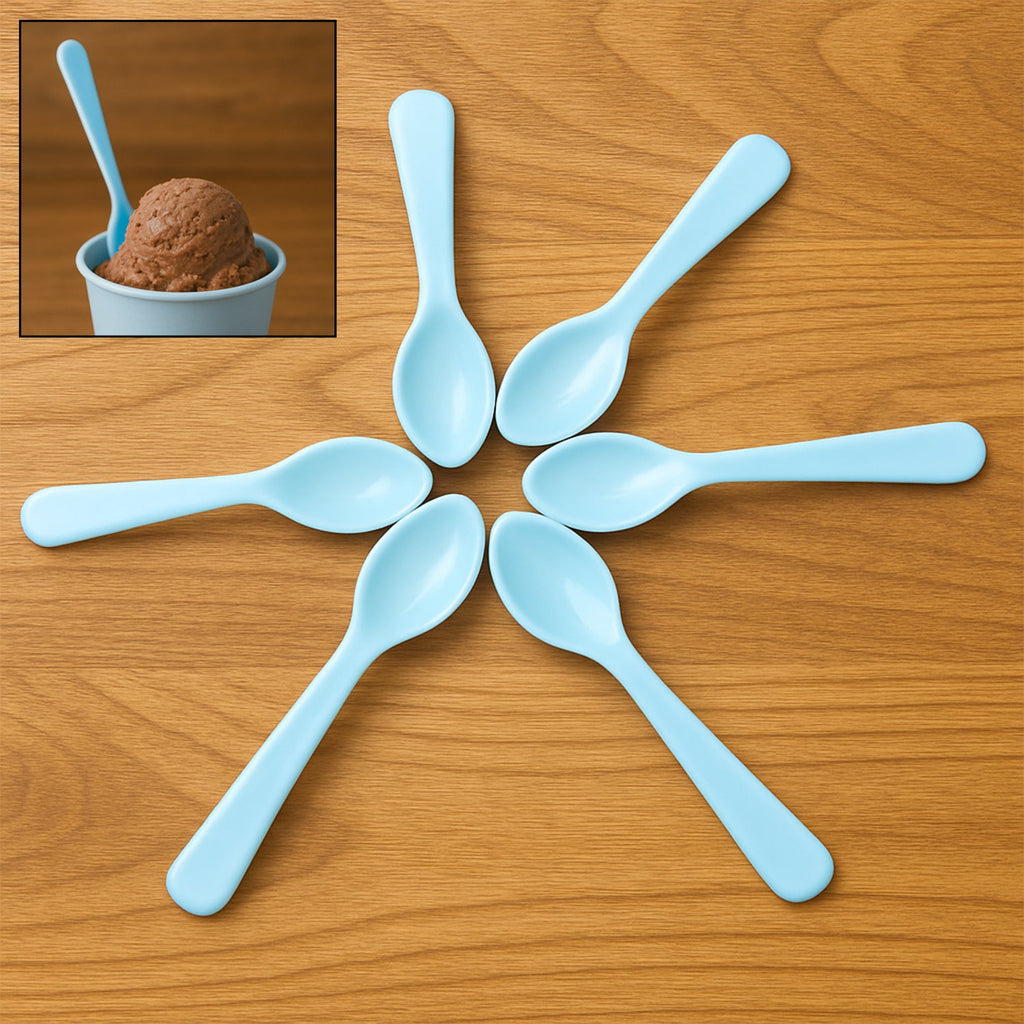 Food Plastic Spoon Set, Plastic Table Spoon Set Plastic Tea Spoon, Coffee with ABS Plastic, Heat-Resistant Spoon (6 Pc Set )