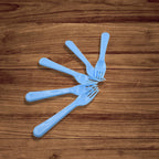 Durable plastic serving forks, 5-piece set, reusable and heavy-duty.