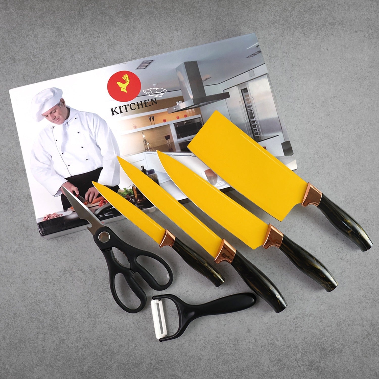 6 Pcs Professional Kitchen Knife Set with Chef Knives