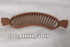 Handy plastic banana cutter with comfortable handle.