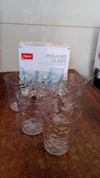 Apex Pyramid Design Unbreakable Plastic Glass – 300 ML
