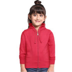 Girl's Cotton Dark Pink Hooded Sweatshirt