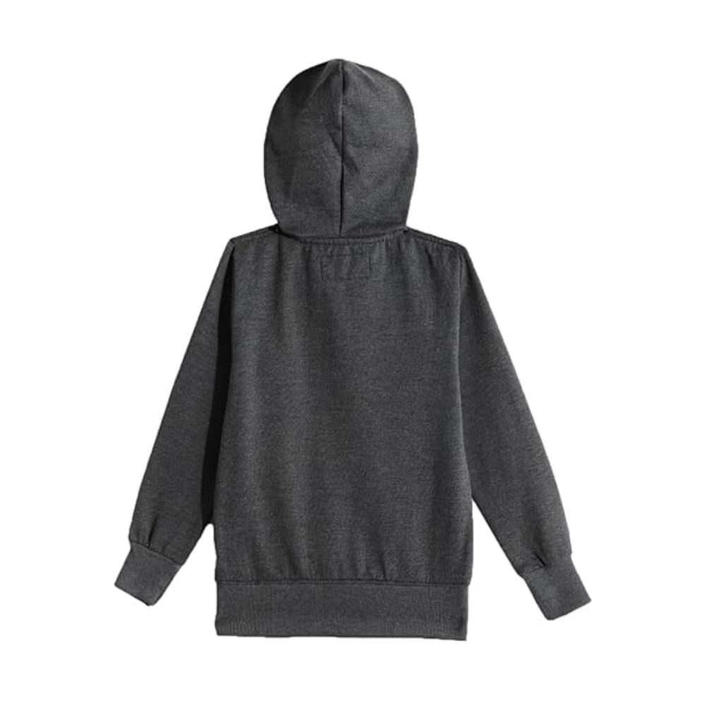 Girl's Cotton Dark Grey Hooded Sweatshirt