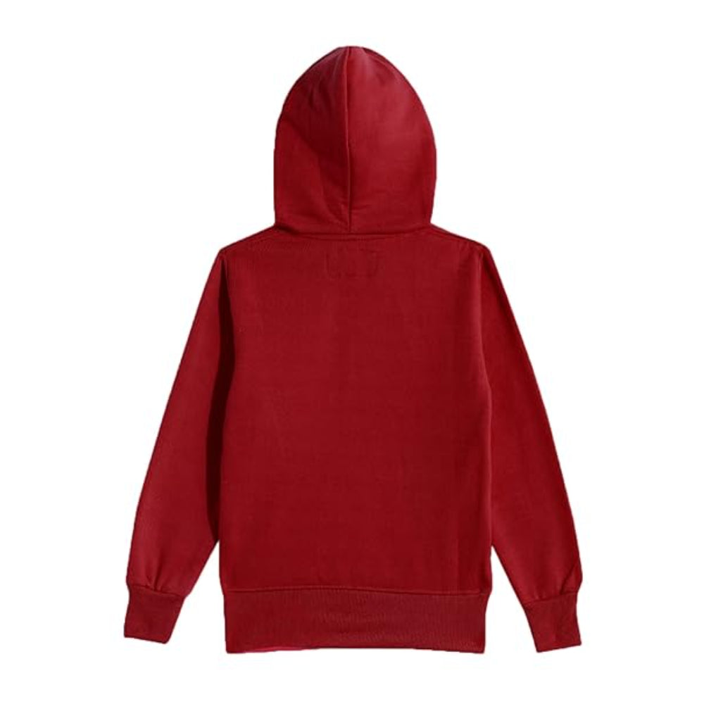 Girl's Cotton Maroon Hooded Sweatshirt