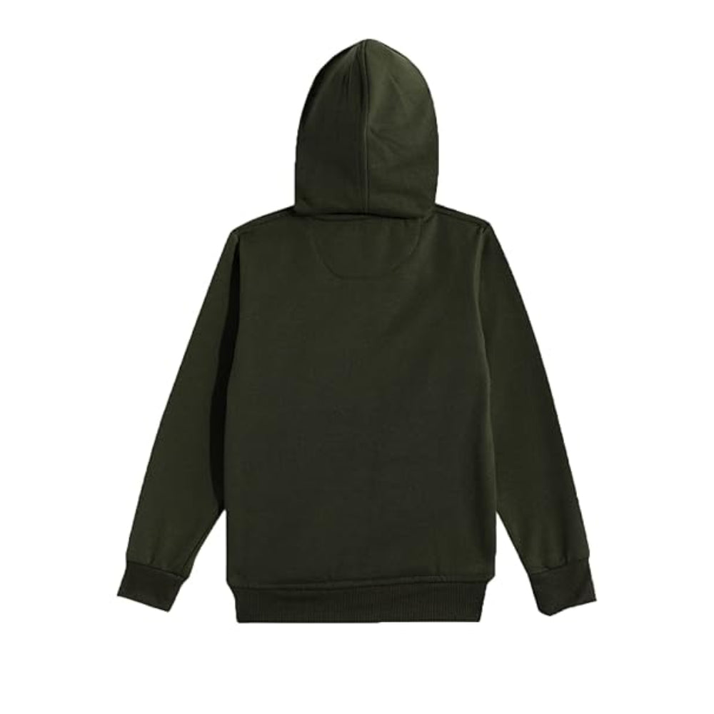 Girl's Cotton Olive Hooded Sweatshirt