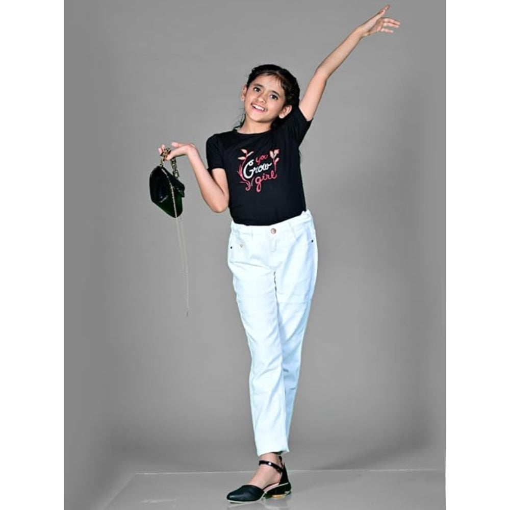 Girls Stretchable Denim White Pant