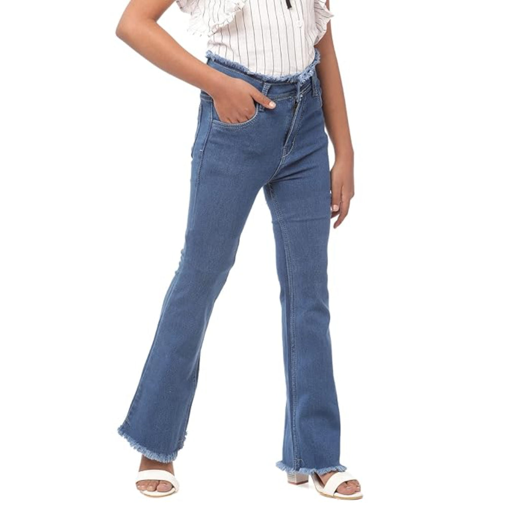 Girls Bell Bottom Blue Jeans