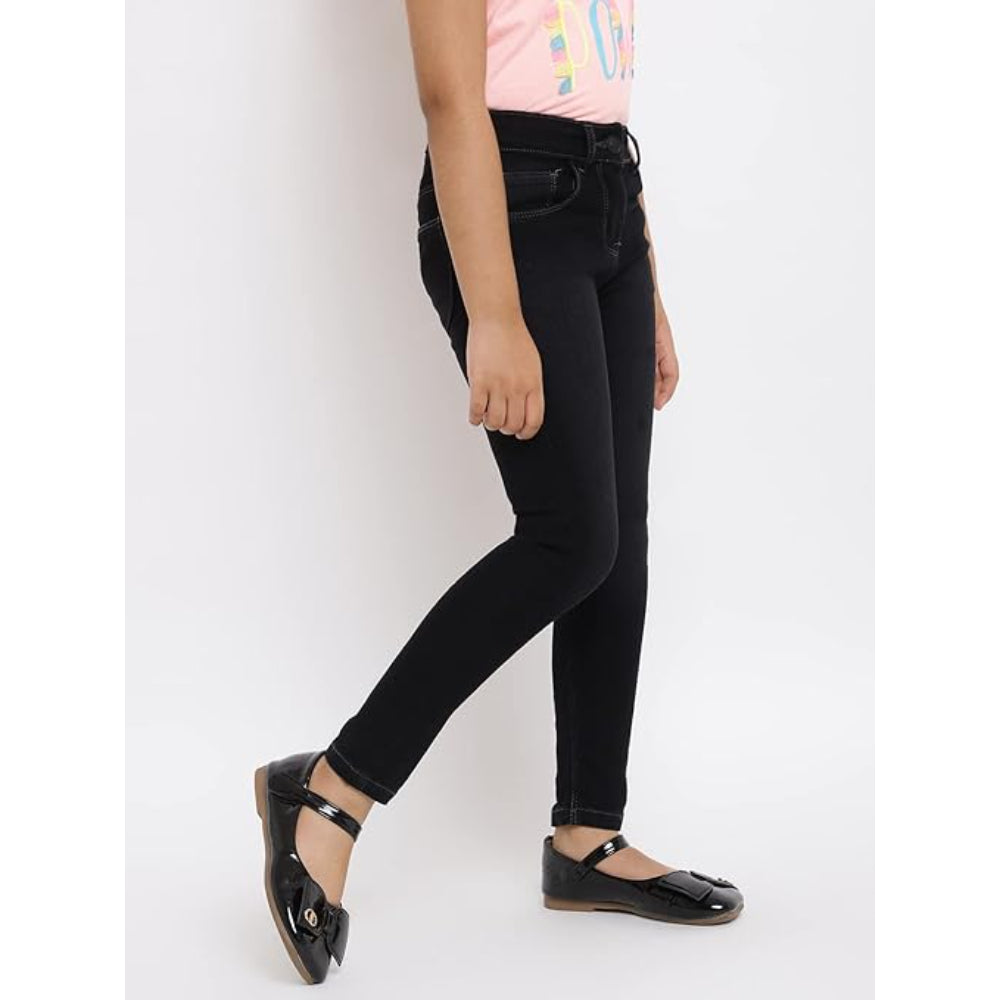 Girls Slim Fit Dark Black Jeans