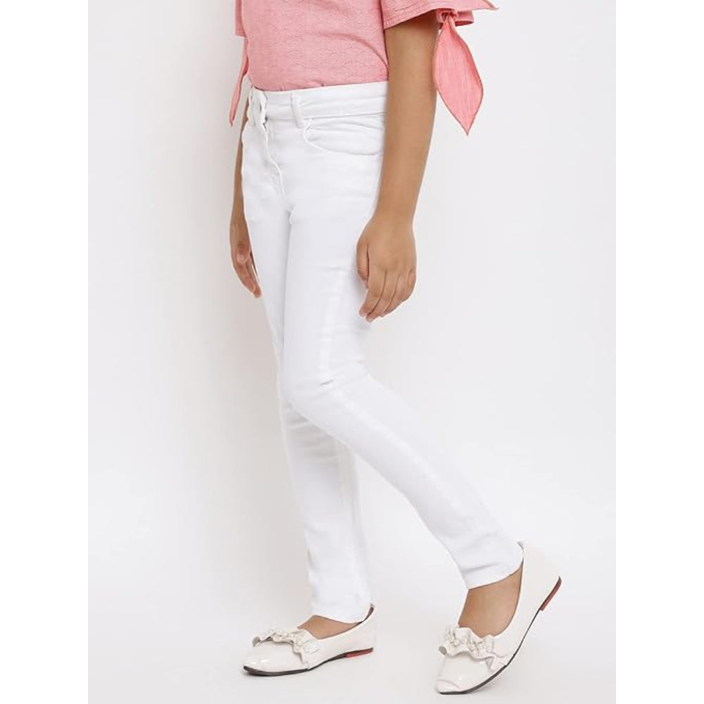 Girls Slim Fit White Jeans