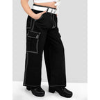 Girls Comfort Fit Cargo Black Jeans