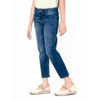 Girls Stretchable Denim Med Blue Pant