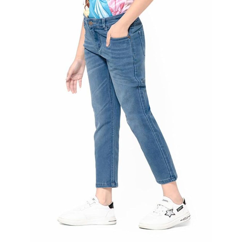 Girls Stretchable Denim Navy Lite Pant