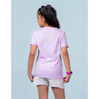 Girls Cotton Round Neck Lilac T-shirt