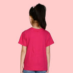 Girls Cotton Round Neck Dark Pink T-shirt