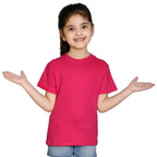 Girls Cotton Round Neck Dark Pink T-shirt