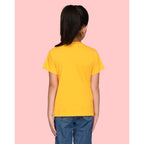 Girls Cotton Round Neck Yellow T-shirt