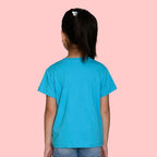 Girls Cotton Round Neck Sky Blue T-shirt