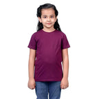 Girls Cotton Round Neck Wine T-shirt