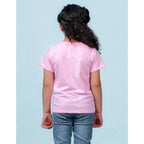 Girls Cotton Round Neck Light Pink T-shirt