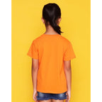 Girls Cotton Round Neck Orange T-shirt