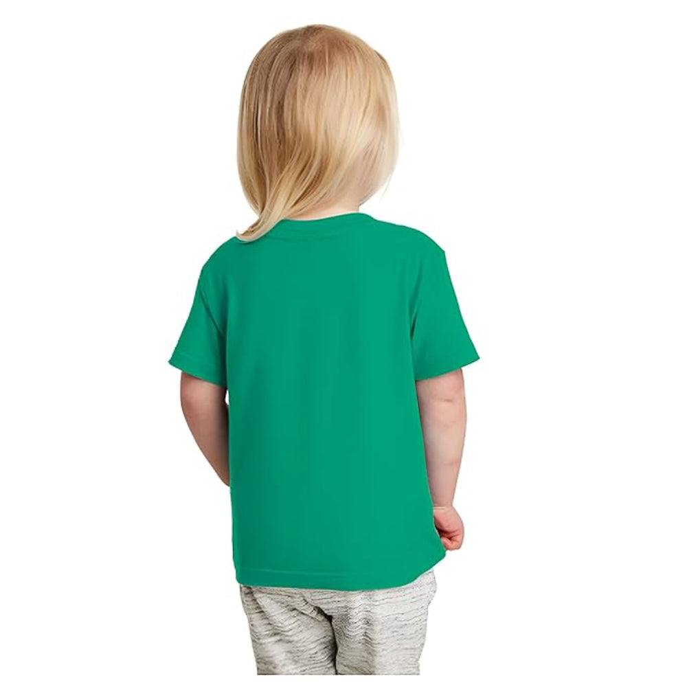 Girls Half Sleeves Green T-shirt