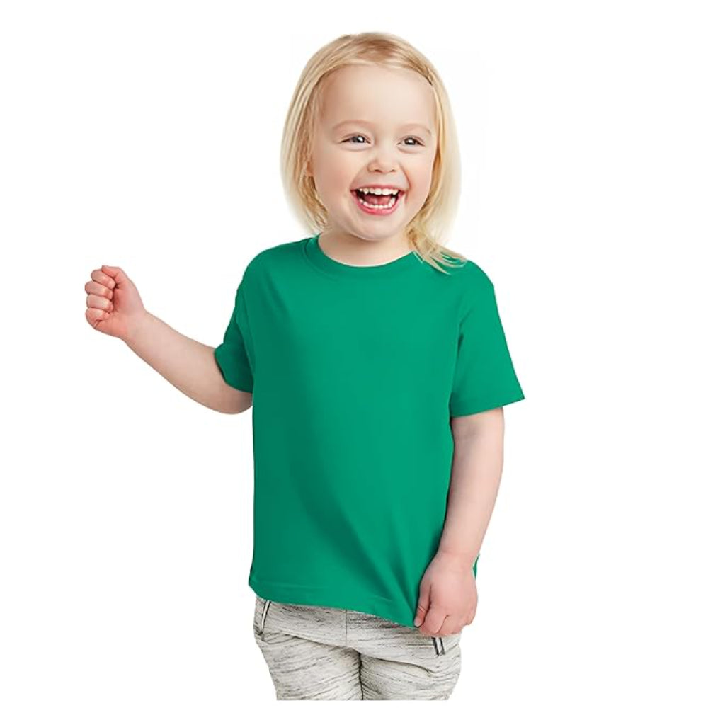 Girls Half Sleeves Green T-shirt