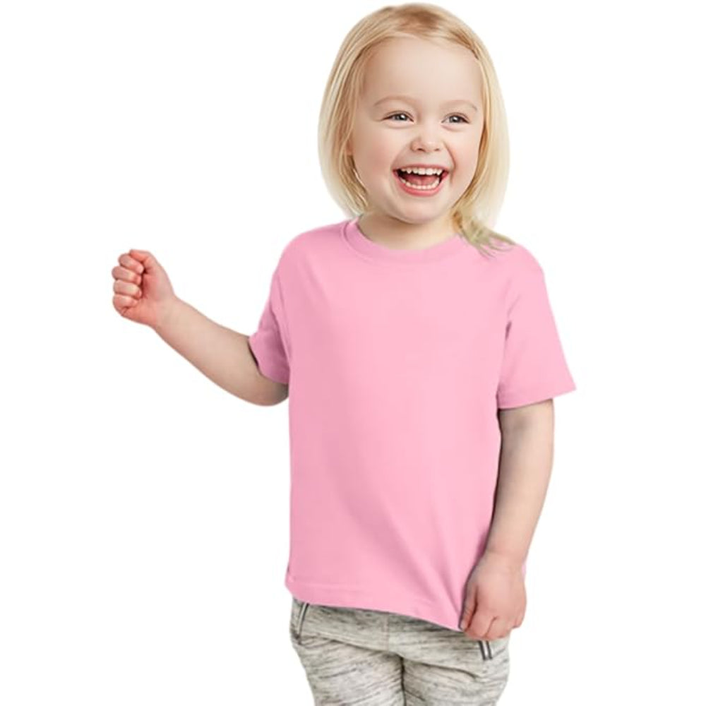 Girls Half Sleeves Pink T-shirt