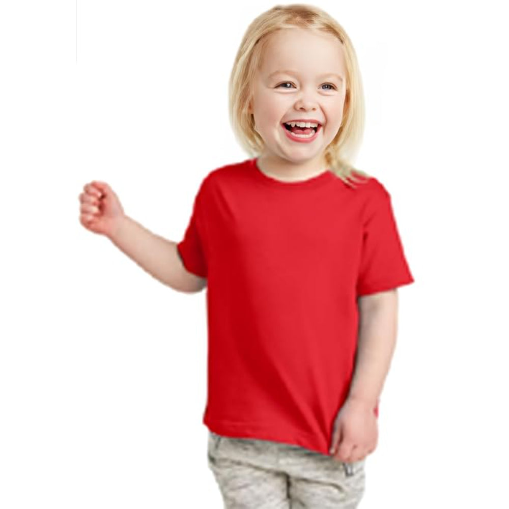 Girls Half Sleeves Red T-shirt