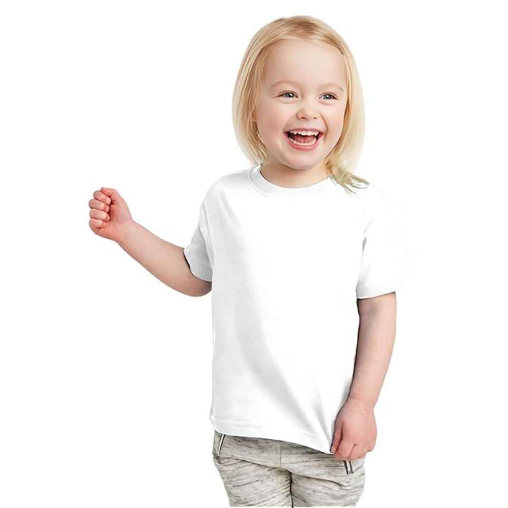 Girls Half Sleeves White T-shirt