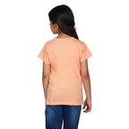 Girls Round Neck Peach T-shirt