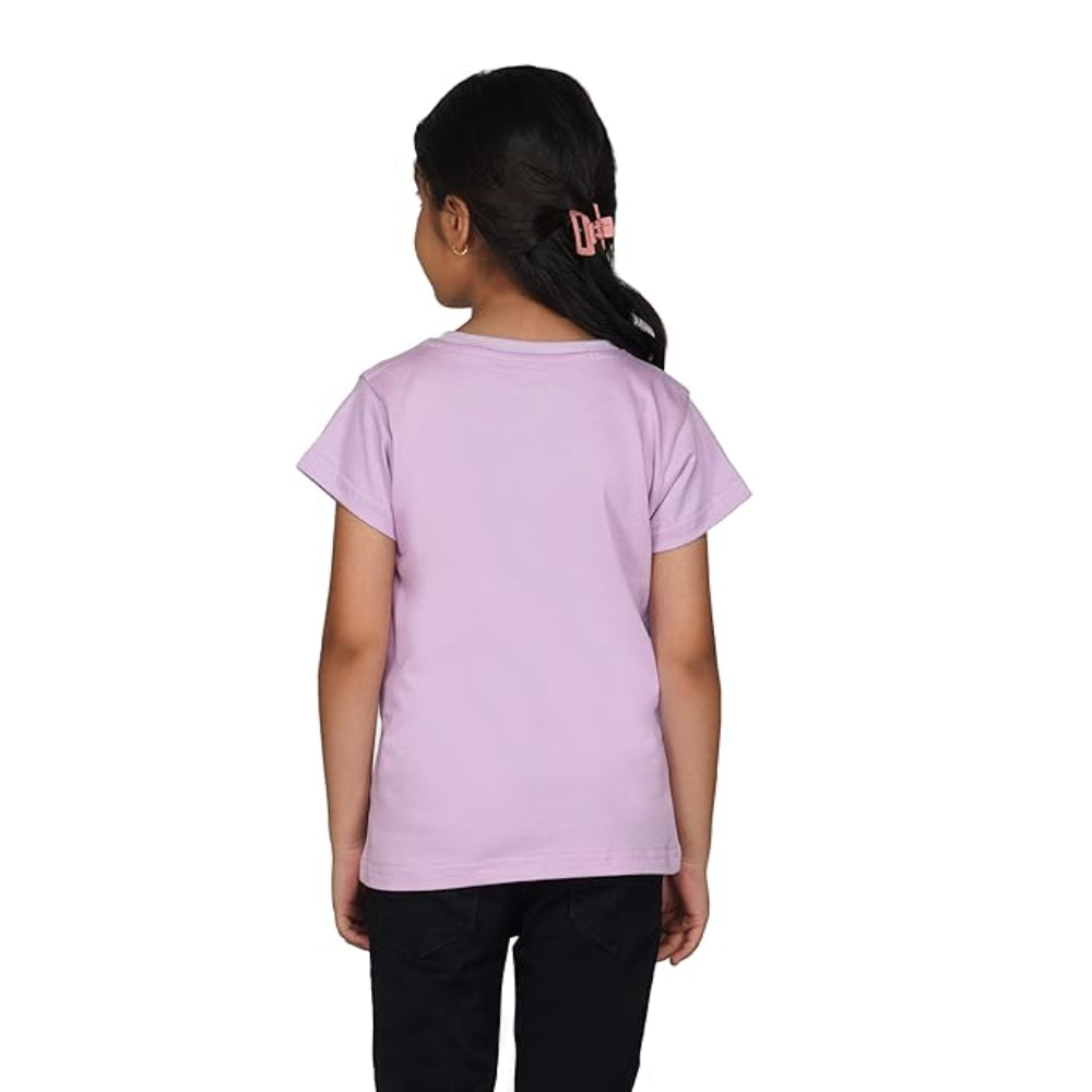 Girls Round Neck Lavender T-shirt
