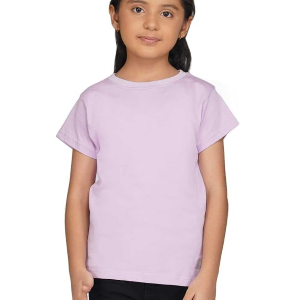 Girls Round Neck Lavender T-shirt