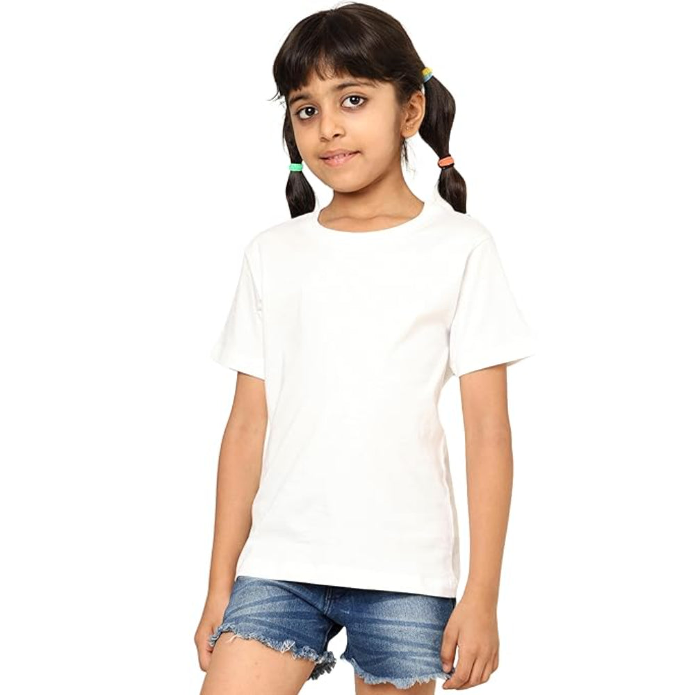 Unisex Kids White T-Shirt for Girls
