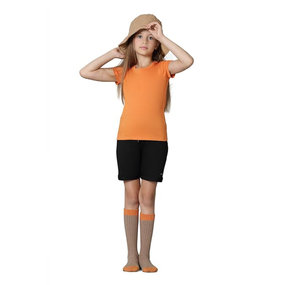 Girl's Relaxed Fit Orange T-Shirt