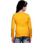 Girls Round Neck Yellow T-Shirt