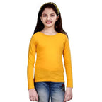 Girls Round Neck Yellow T-Shirt