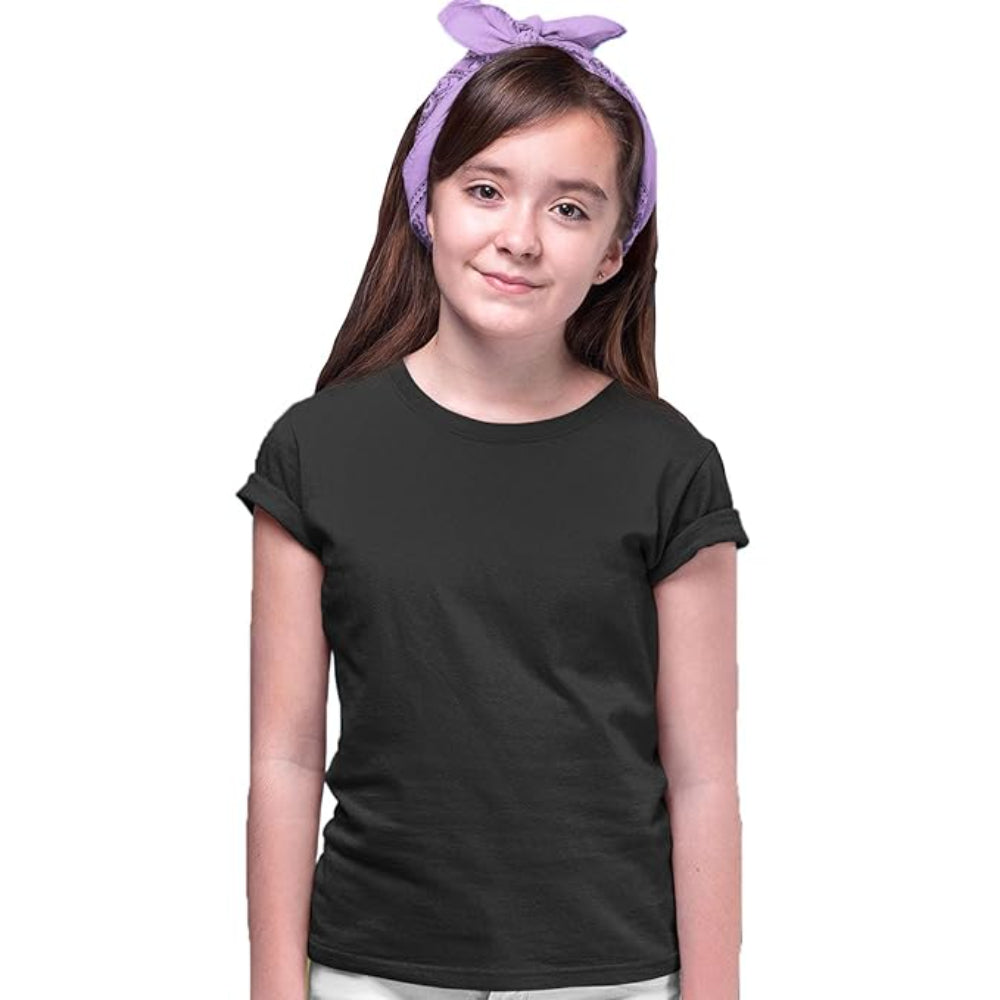 Girls Regular Fit Black T-Shirt