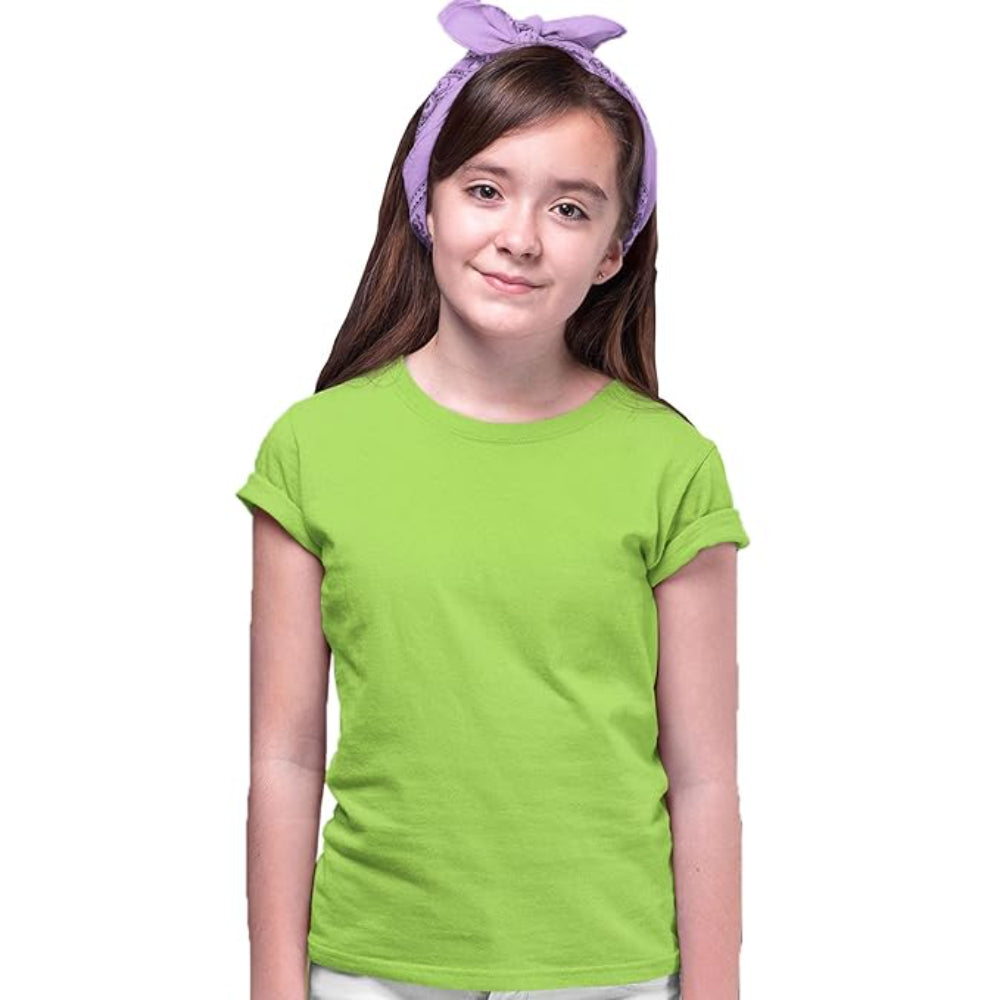 Girls Regular Fit Parrot Green T-Shirt