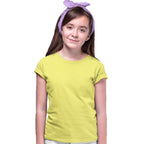 Girls Regular Fit Light Yellow T-Shirt
