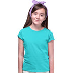 Girls Regular Fit Sky Blue T-Shirt