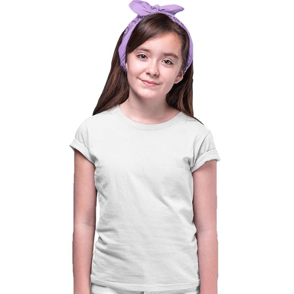Girls Regular Fit White T-Shirt